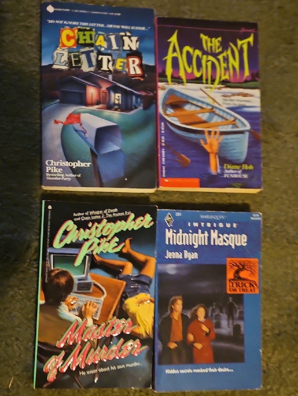 Four Vintage Paperback Horror/Mystery Books - Blue & Purple Covers